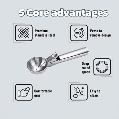 Heavy Duty Stainless Steel Ice Cream Scoop with Trigger Release–Large 3 tbsp Cookie Scoop for Frozen Yogurt,Hard Ice Cream,Melon & Meatballs–Dishwasher Safe,Non-Slip Handle,Effortless Portion Control
