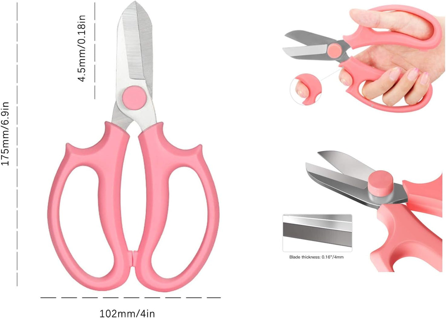 Leize Flower Scissors, Premium Thickened Stainless Steel Floral Shears, Strong Pruner for Flowers, Branches and Leaves (Grey Green Slender)