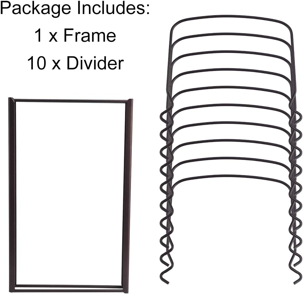 Toplife Pot Lids Organizer Rack for Cabinet and Countertop, 7+ Pan Lids and Bakeware Organizer Rack Holder with 7 Adjustable Compartments - Brown
