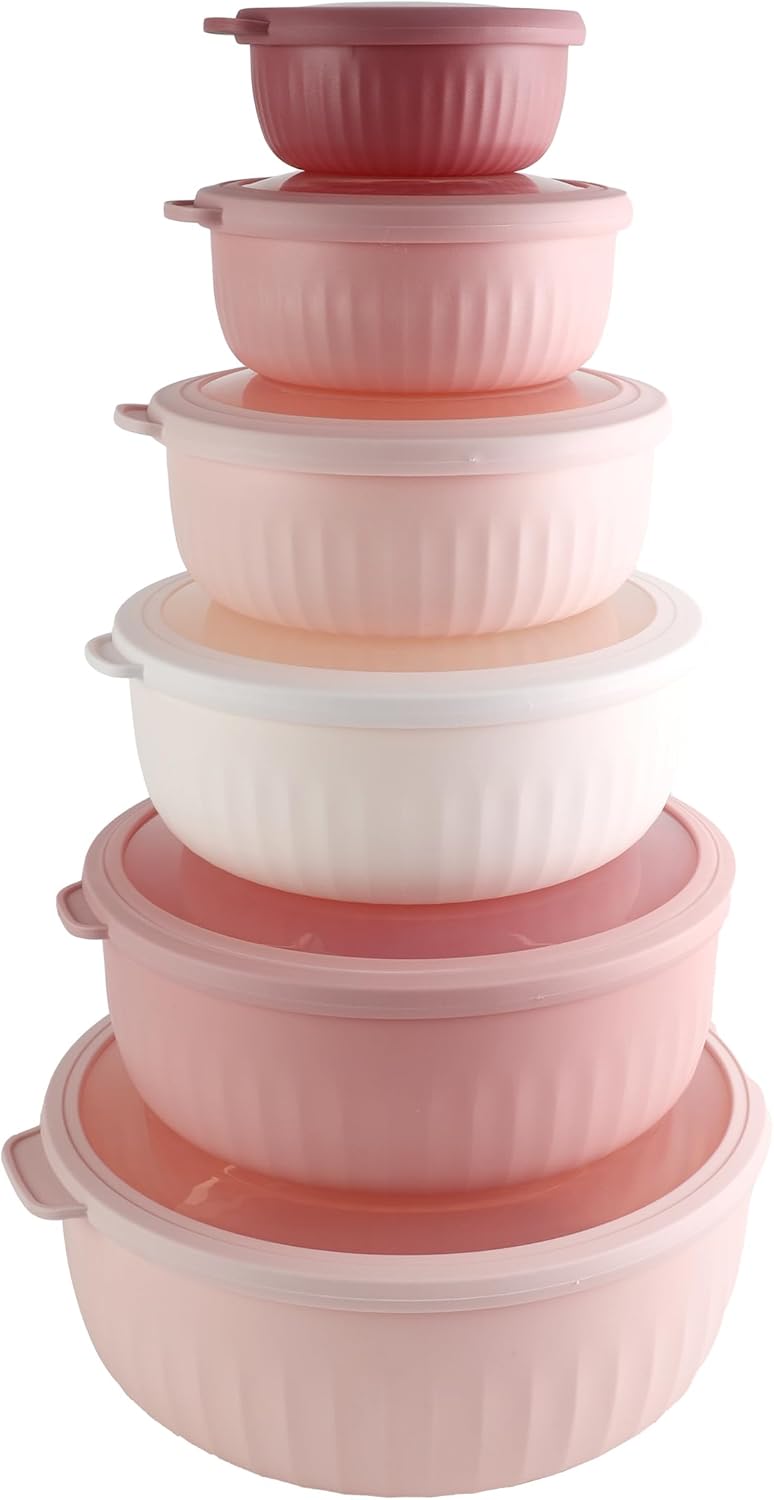 COOK WITH COLOR Prep Bowls with Lids- Wide and Deep Nesting Plastic Small Mixing Bowl Set with Lids, 8 Piece Set - Wide Bowls, Blue
