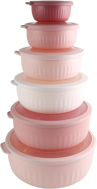 COOK WITH COLOR Prep Bowls with Lids- Wide and Deep Nesting Plastic Small Mixing Bowl Set with Lids, 8 Piece Set - Wide Bowls, Blue