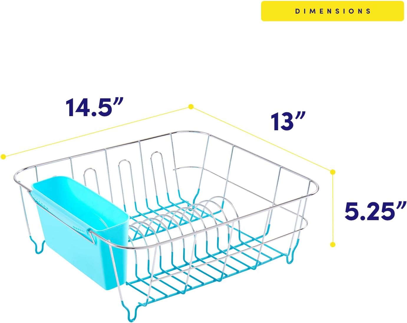 Dish Drying Rack & Cutlery Holder 2 Piece Set - Compact Sink-Fitting Dish Drainer with Rubberized Undercoating, Space-Saving Kitchen Organizer for Plates, Cups, Bowls & Utensils in Sink, Silver