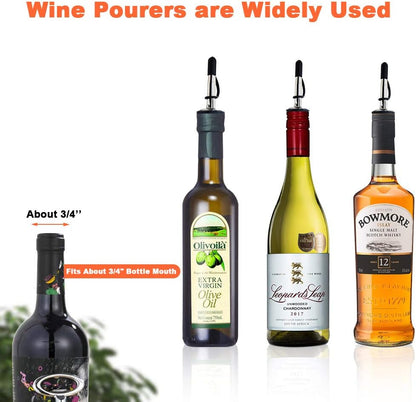 2PCS Stainless Steel Pourers, Speed Liquor Bottle Pourer, Olive Oil and Vinegar Tapered Stopper Spout, Suitable for About 3/4" Bottle Mouth, Olive Oil Spout with Sealed Dust Caps