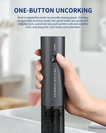 CIRCLE JOY Electric Wine Opener Stainless Steel Rechargeable Automatic Wine Bottle Opener Set 7-in-1 Wine Gifts for Wine Lovers with Charging Base, Foil Cutter, Wine Aerator Pourer & 2 Vacuum Stoppers