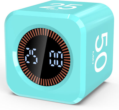 Digital Pomodoro Timer Cube 5/10/25/50min, Visual Productivity Flip Timer for Kids Classroom Desk, Custom Countdown, Silent and Sound Mode for ADHD Study Work Game Kitchen (Orange)