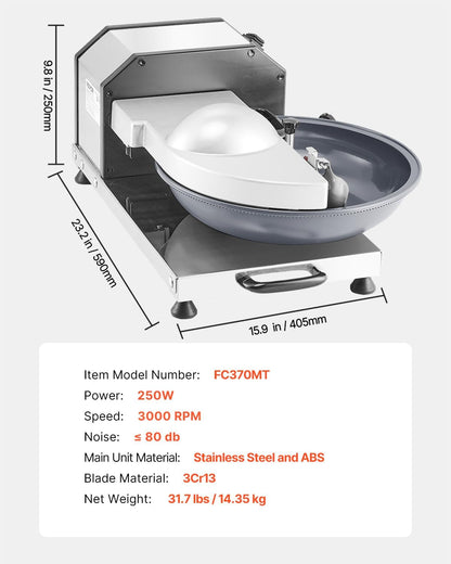 VEVOR Food Processor & Vegetable Chopper, 2 Feeding Holes Food-Grade Stainless Steel Food Processor Chopper with Detachable 6 Blades, 3mm/5mm/7mm/10mm Shredder, 2mm/4mm Slicer, for Vegetables, Fruit