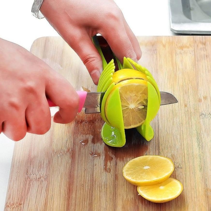Multipurpose Handheld Vegetable & Fruit Slicer – BPA-Free Cutter Tool for Tomato, Lemon, Egg, Onion – Compact Kitchen Cutting Aid Gadget for Even Slices, Non-Slip Grip (Green)