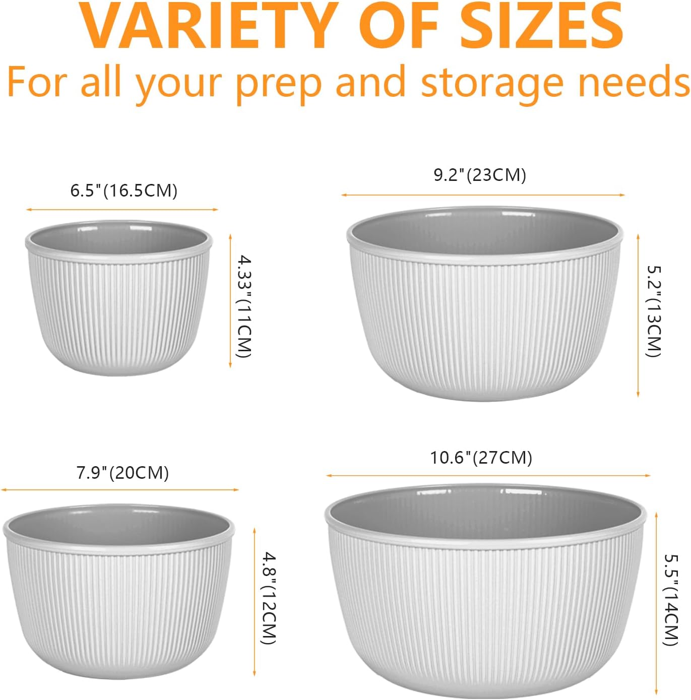 BoxedHome Mixing Bowls with Lids - 8 Piece Plastic Nesting Bowls Set includes 4 Prep Bowls and 4 Lids, Microwave and Dishwasher Safe, Green