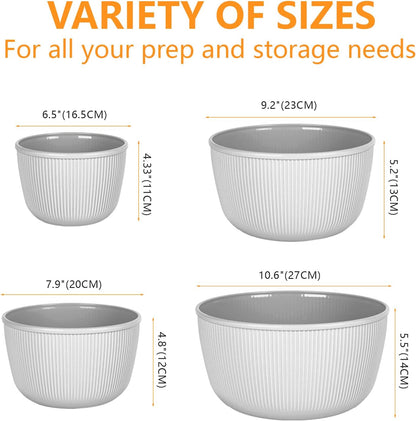 BoxedHome Mixing Bowls with Lids - 8 Piece Plastic Nesting Bowls Set includes 4 Prep Bowls and 4 Lids, Microwave and Dishwasher Safe, Green