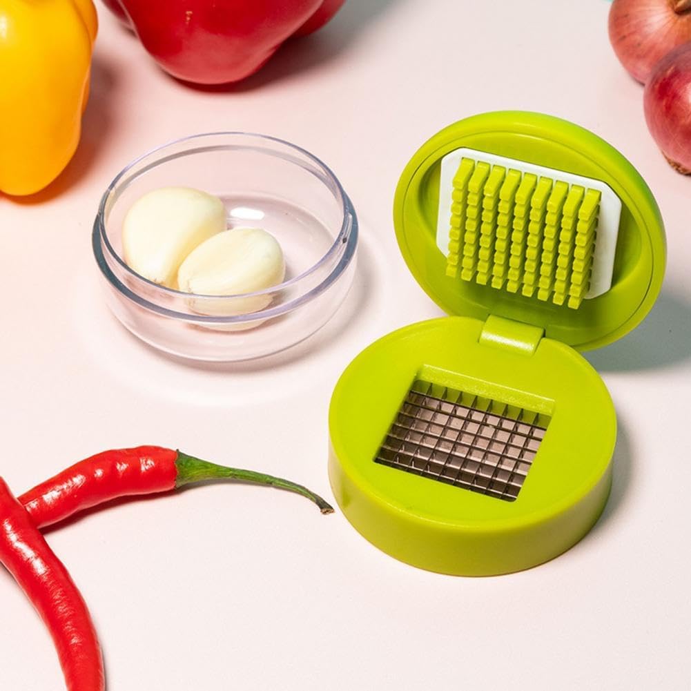 Garlic Press Stainless Steel Manual Mincer Slicer Grater Compact Garlic Chopper Kitchen Gadget for Home Restaurant