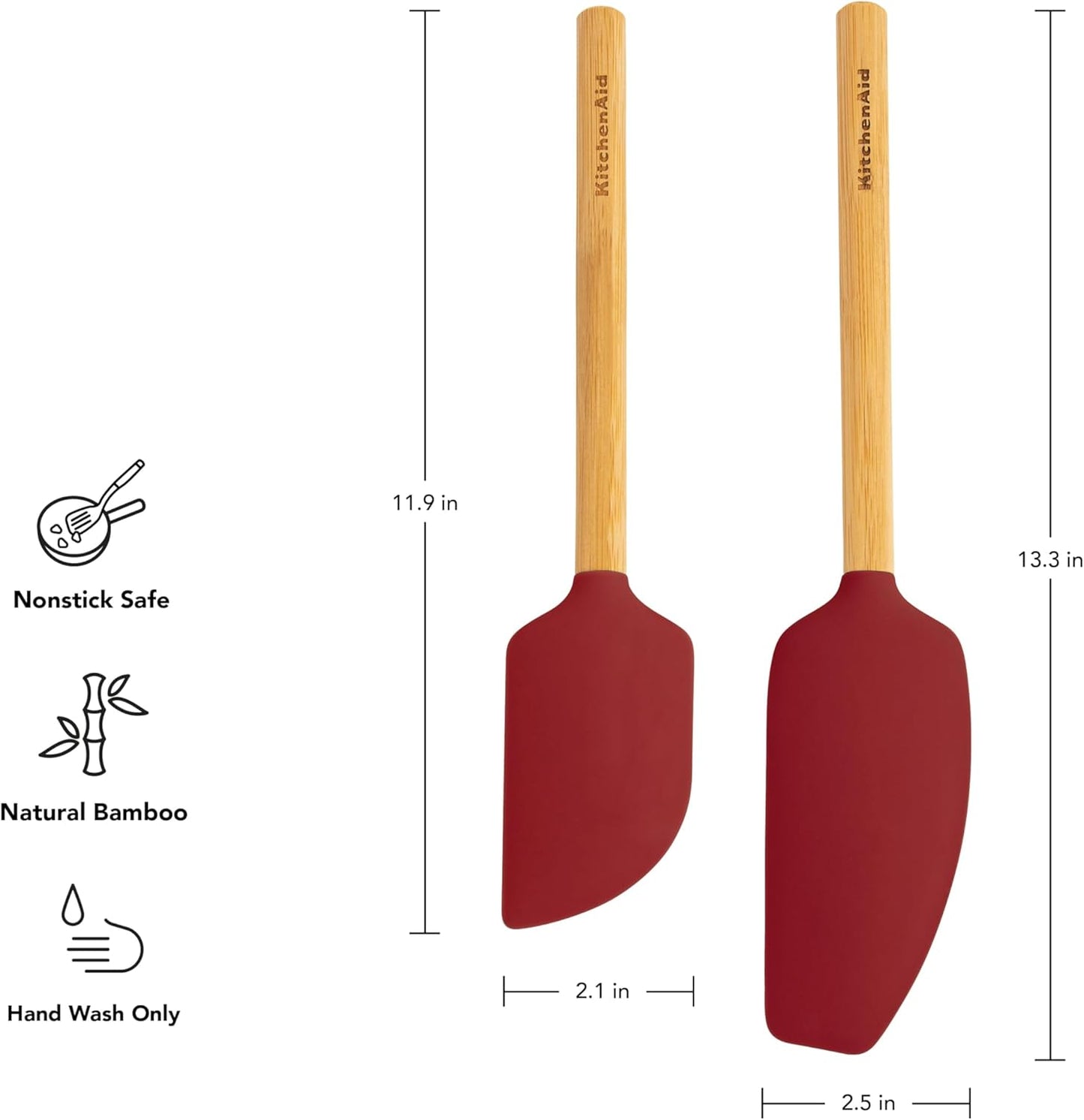 KitchenAid Bamboo Spatula Set, 2-Piece, Aqua Sky