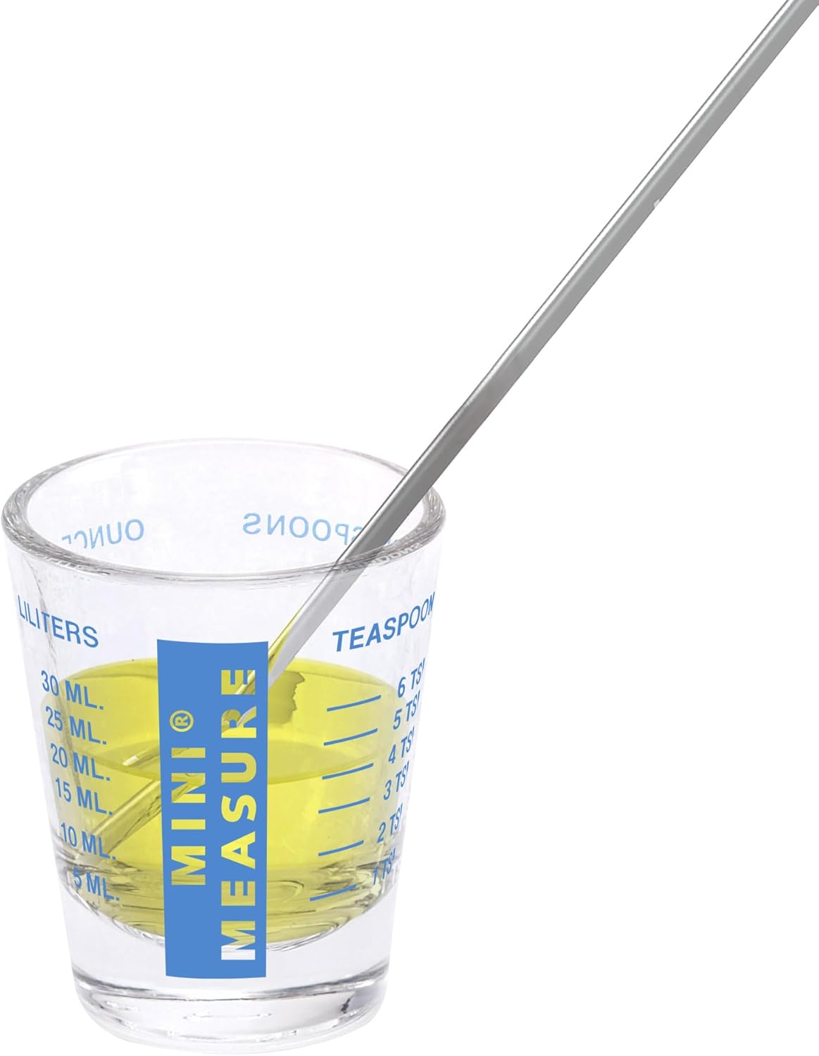 Kolder Mini Measure Heavy Glass, 20-Incremental Measurements Multi-Purpose Liquid and Dry Measuring Shot Glass, White