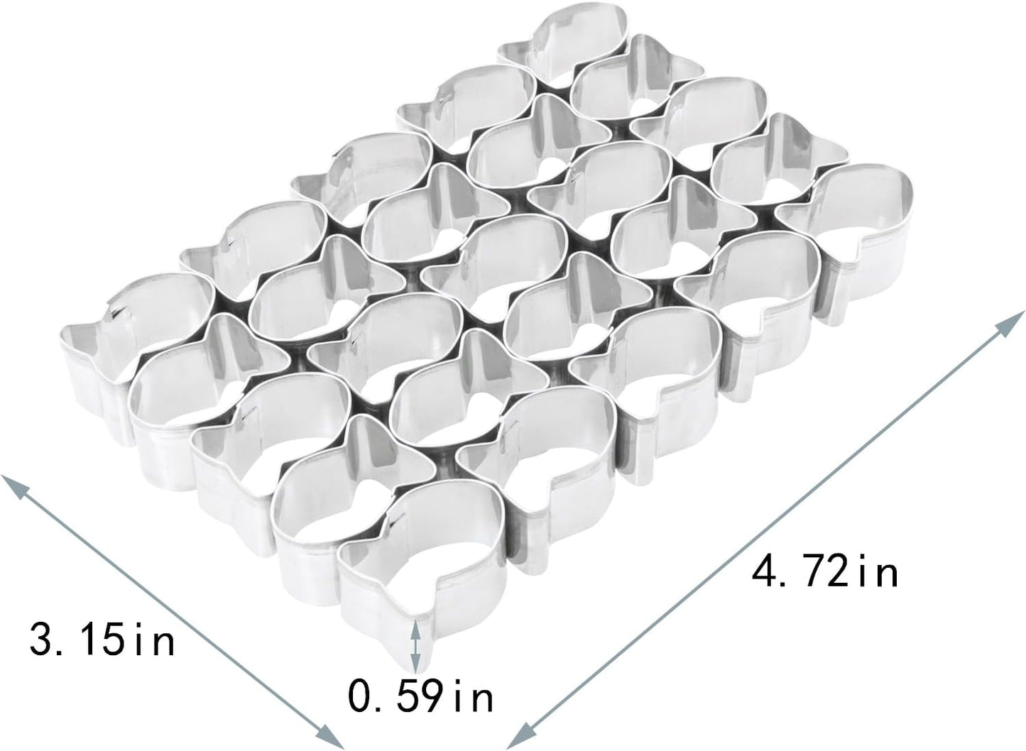 ZCZQC 25PCS Stainless Steel Mini Goldfish Cookie Cutter Set Cookie Embossing Baking Tool Pastry Non Stick Dough Tool with Cleaning Brush For DIY Creative Projects