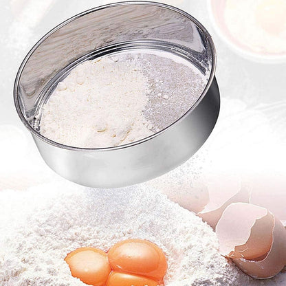 ADESUGATA 2 pack (60/40 Mesh) Professional 6/8/9.5 Inch, Round Flour Sifter for Baking - Flour Sieve Fine Mesh - Premium Rustproof Stainless Steel (8" (20 CM))