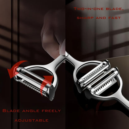2-in-1 Multifunction Vegetable Peeler & Julienne Slicer, Stainless Steel Dual Blade for Potatoes, Carrots, Cucumbers, Ergonomic Kitchen Peeler.