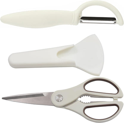 Kitchen Scissors with Magnetic Holder Heavy Duty Magnetic Scissors for Fridge, Kitchen Shears Magnet Sheath Set for Food Meat Pizza Herb Vegetables, White
