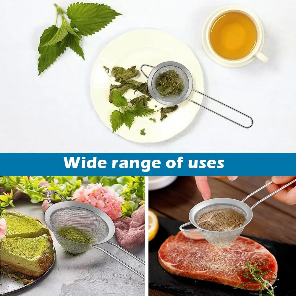 Cocktail Strainer Set, 2 Pack Stainless Steel Fine Mesh Bar Strainers with Muddler, 3.35 in Size, for Cocktails Tea Coffee Juice, Home Bar and Shaker Use