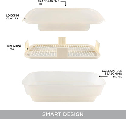 COOK WITH COLOR Collapsible Batter Bowl - Mess Free Breading Shaker Container - Great for Fried Fish, Fried Chicken, Onion Rings, Wings & More, Gray