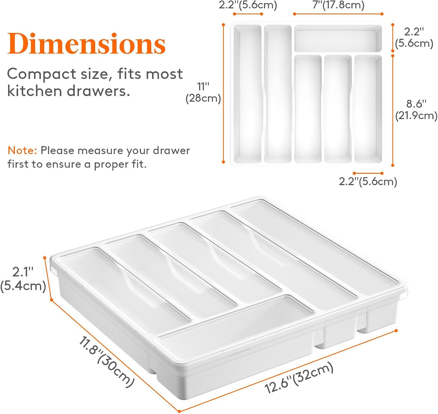 Lifewit Silverware Organizer with Lid, Covered Utensil Tray for Kitchen Drawer and Countertop, Plastic Cutlery and Flatware Storage Box for Spoons Forks Knives Holder Case, 12.6x11.8", Gray