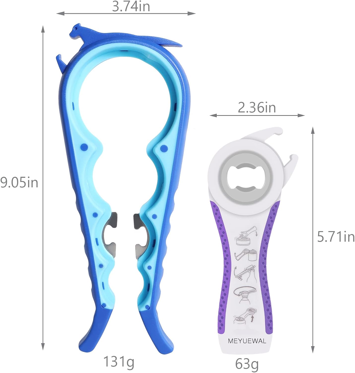 Jar Opener, 5 in 1 Multi Function Can Opener Bottle Opener Kit with Silicone Handle Easy to Use for Children, Elderly and Arthritis Sufferers (Apple Red）