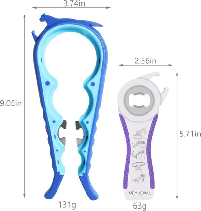 Jar Opener, 5 in 1 Multi Function Can Opener Bottle Opener Kit with Silicone Handle Easy to Use for Children, Elderly and Arthritis Sufferers (Apple Red）