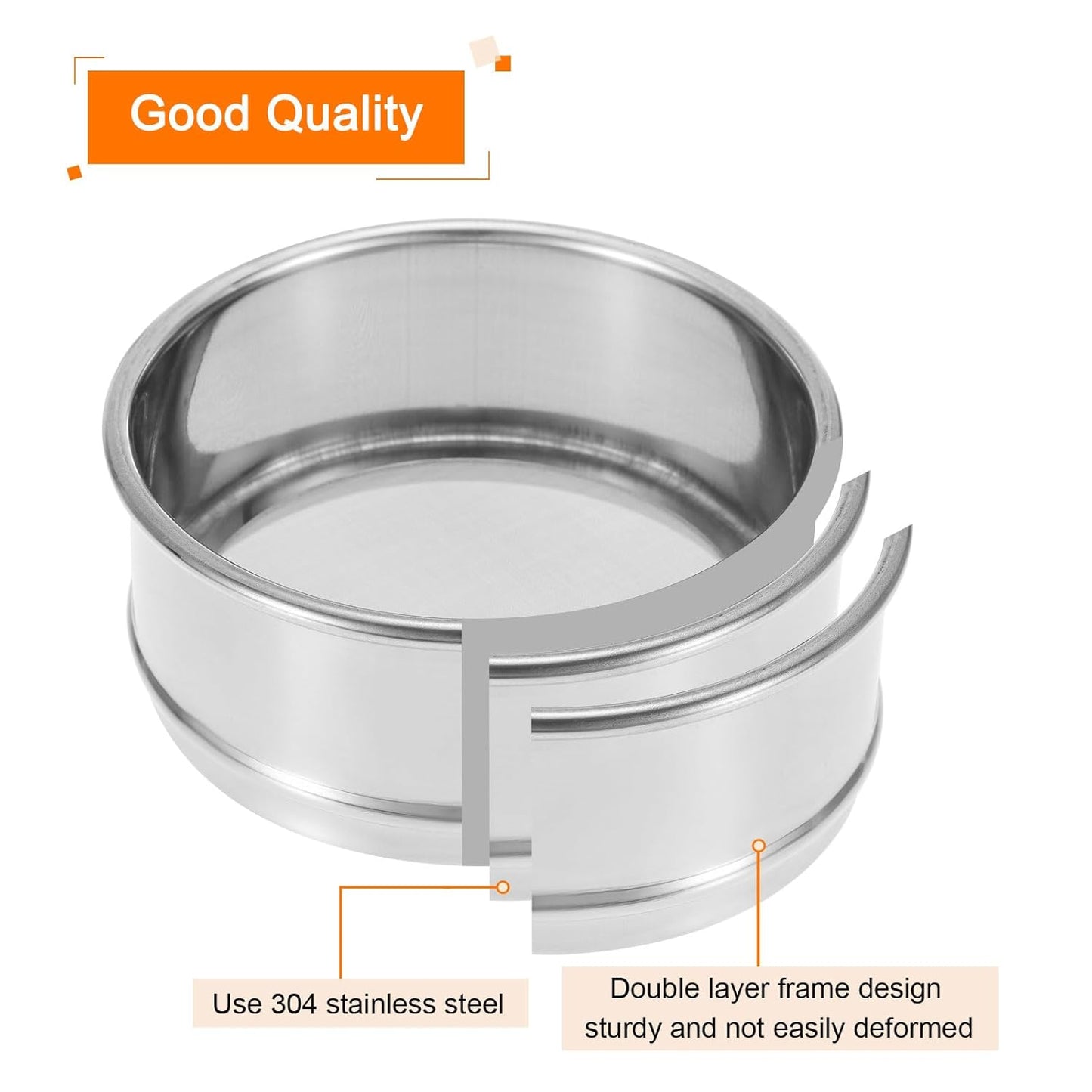 PATIKIL 150 Mesh Lab Sieve, 4" Diameter Test Sieve 304 Stainless Steel Wire Cloth (0.1mm) for Industrial Laboratory