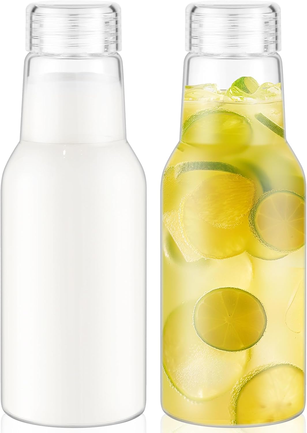 CWHHRN 17 Oz Glass Juice Bottles with Lids, Glass Bottles, BPA Free, Borosilicate Glass for Juicing, Smoothies, Infused Water, Beverage Storage, Shaker Bottles (2 Pack)