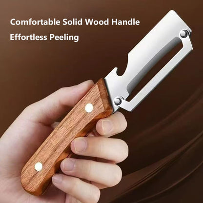Premium Vegetable Peeler with Wooden Handle and Bottle Opener, Multifunctional Vegetable Peeler for Kitchen,Designed for Peeling Various Fruits and Vegetables(1pcs)