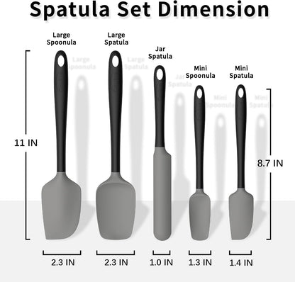 Coukre Silicone Spatula Set of 5,High Temperature Resistant, Food Grade Silicone, Dishwasher Safe, for Baking, Cooking (Aqua Green)