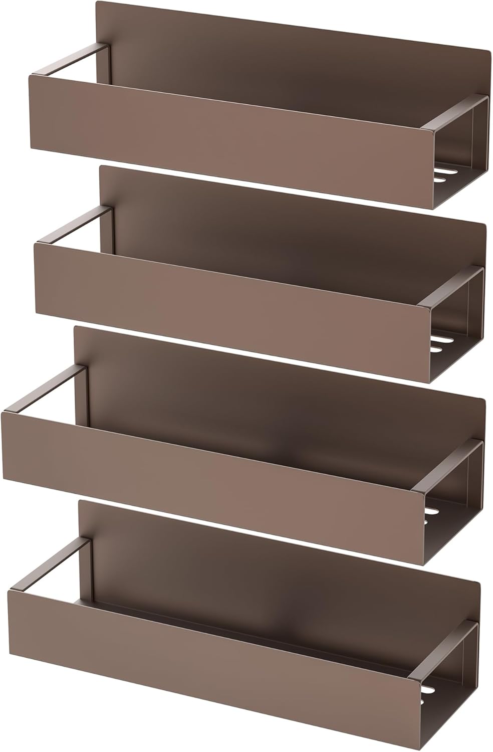 HuggieGems Metal 4 Pack Magnetic Spice Storage Rack Organizer for Refrigerator and Oven, Black Fridge Organizers and Storage, Metal