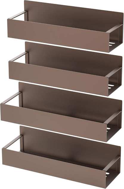 HuggieGems Metal 4 Pack Magnetic Spice Storage Rack Organizer for Refrigerator and Oven, Black Fridge Organizers and Storage, Metal