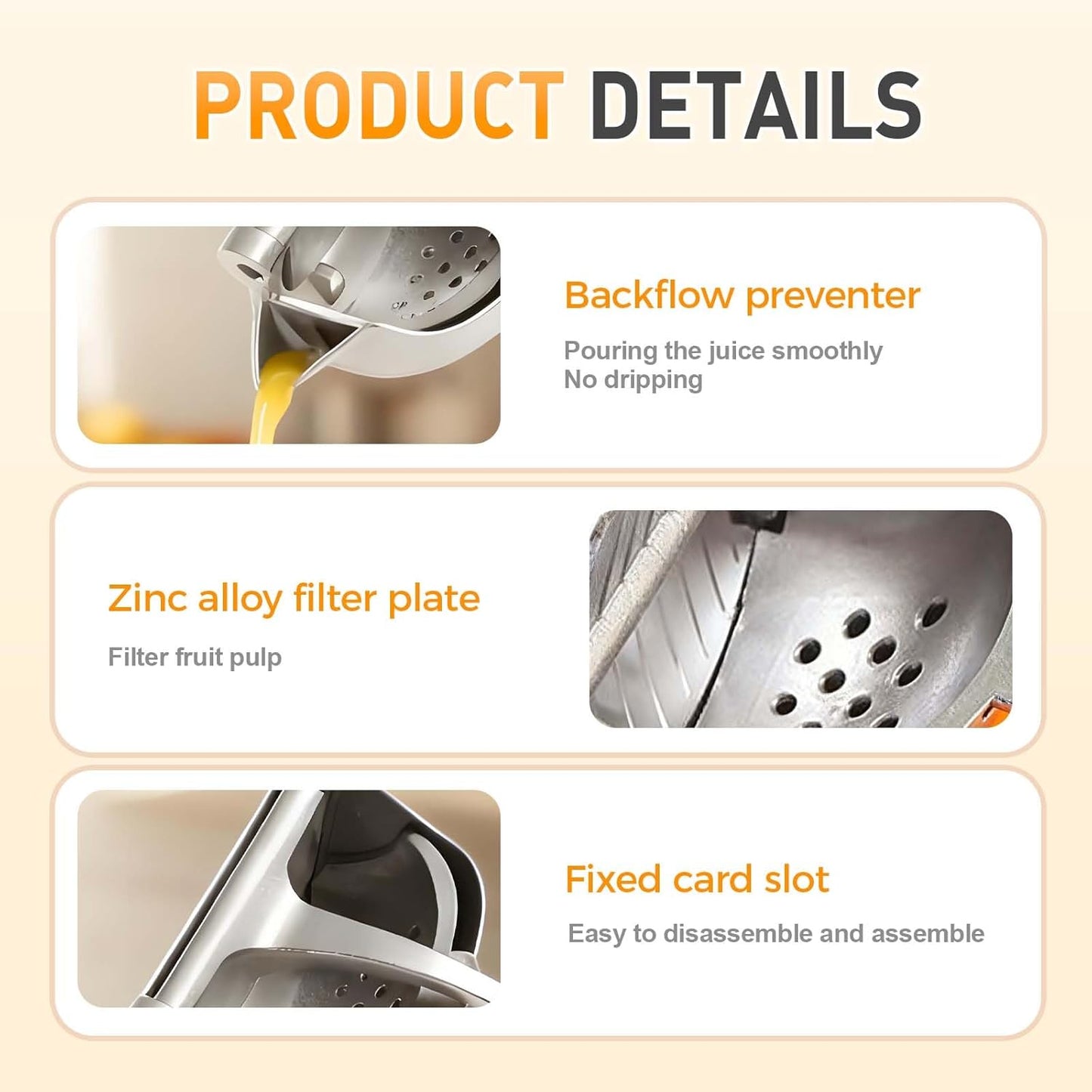Fresh Fruit Juice Extractor, 2026 New Heavy Duty Hand Juicer Squeezer Lemon Juicer Manual Hand Press with Ergonomic Grip, Easy to Clean for Orange Citrus Lime Grapefruit Home Kitchen Tool (1)