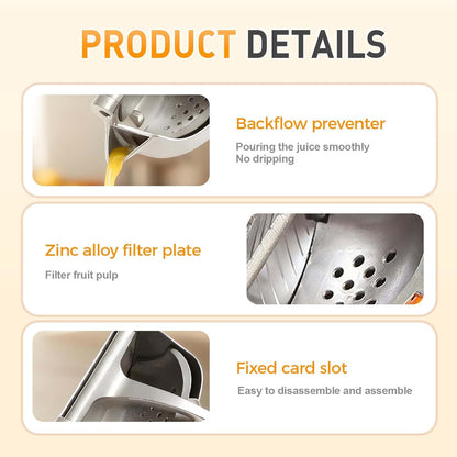 Fresh Fruit Juice Extractor, 2026 New Heavy Duty Hand Juicer Squeezer Lemon Juicer Manual Hand Press with Ergonomic Grip, Easy to Clean for Orange Citrus Lime Grapefruit Home Kitchen Tool (1)