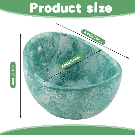 Pottery Herb Stripper Bowl with Multi-Size Holes, Herb Peeling Bowl, for Separating Leaves and Stems, Efficient Leaf Remover for Cooking, Salads & Garnish(Color:Blue)