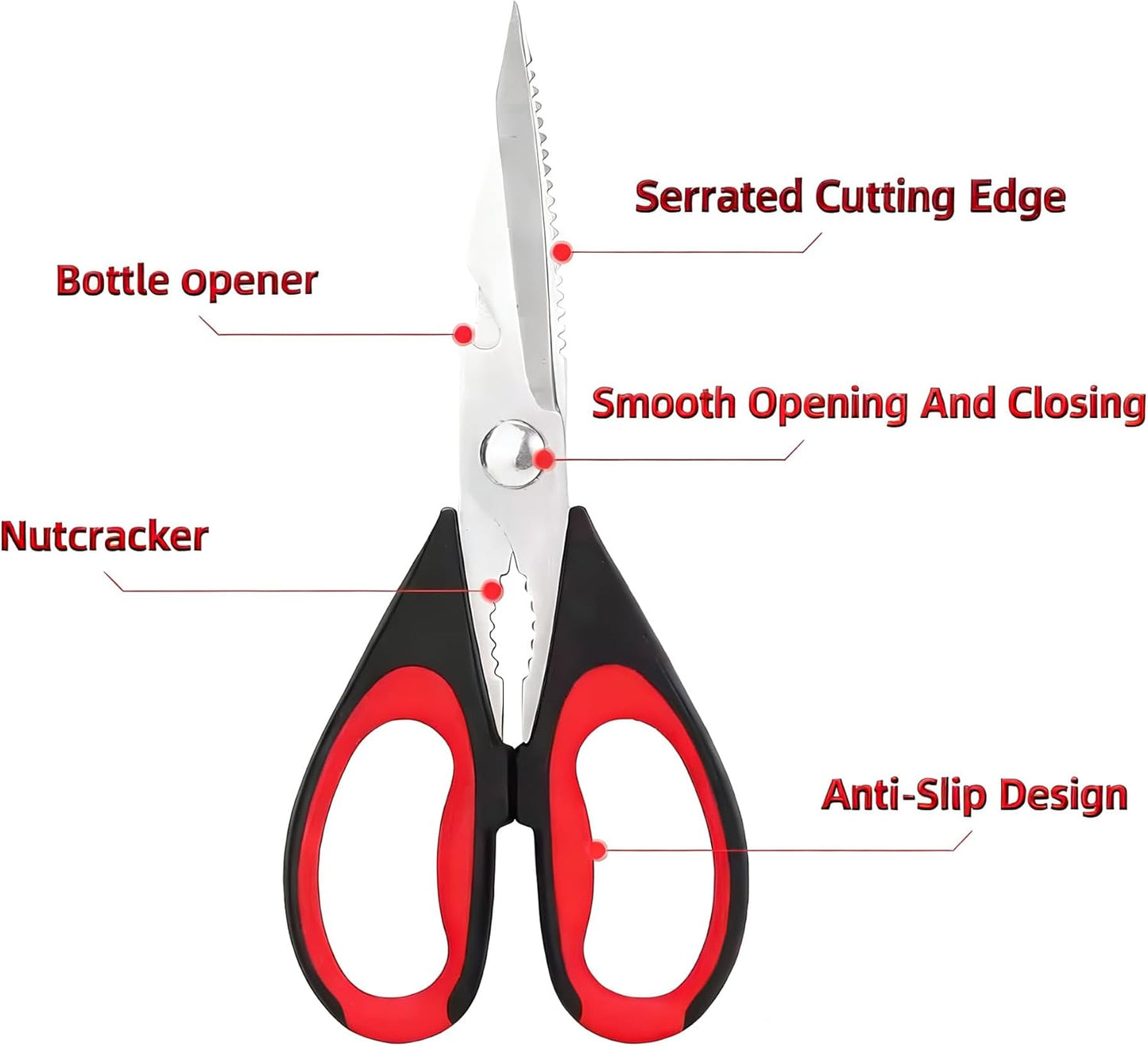 Professional Kitchen Scissors Heavy Duty - Multi-Purpose Kitchen Shears for Meat, Poultry, Food - Stainless Steel Cooking Scissors - Dishwasher Safe Culinary Shears