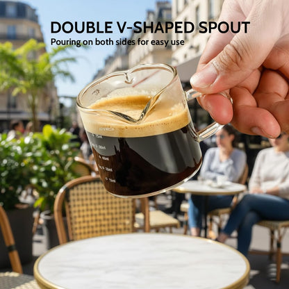 Espresso Shot Cups Set of 2, 4 OZ glass measuring cup, coffee bar essentials, Milk Cup with Handle, Espresso Accessories for Machine