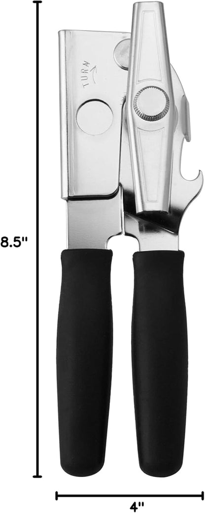 Swing-A-Way Portable Can Opener with Sharp Blade, Manual Hand Held, 2-in-1 Can and Bottle Opener, Made of Steel, Easy Turn Knob, Basic Kitchen Essentials (Red)