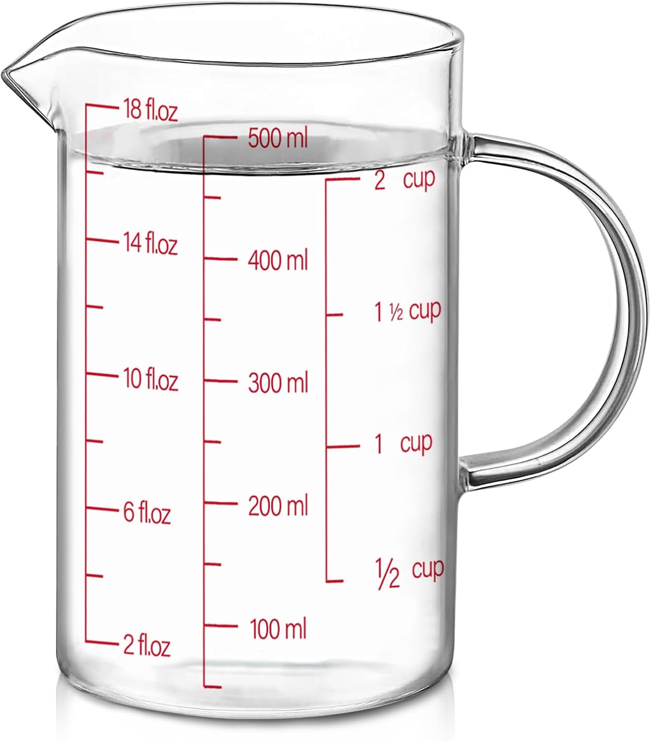 Luvan 34OZ/1000ML Glass Measuring Cup, 4 Cup Glass Measuring Cups With 3 Scales (Ml/Oz/Cup), High Borosilicate Measuring Cup With Handle and V-Shaped Spout, Dishwasher/Freezer/Microwave Safe