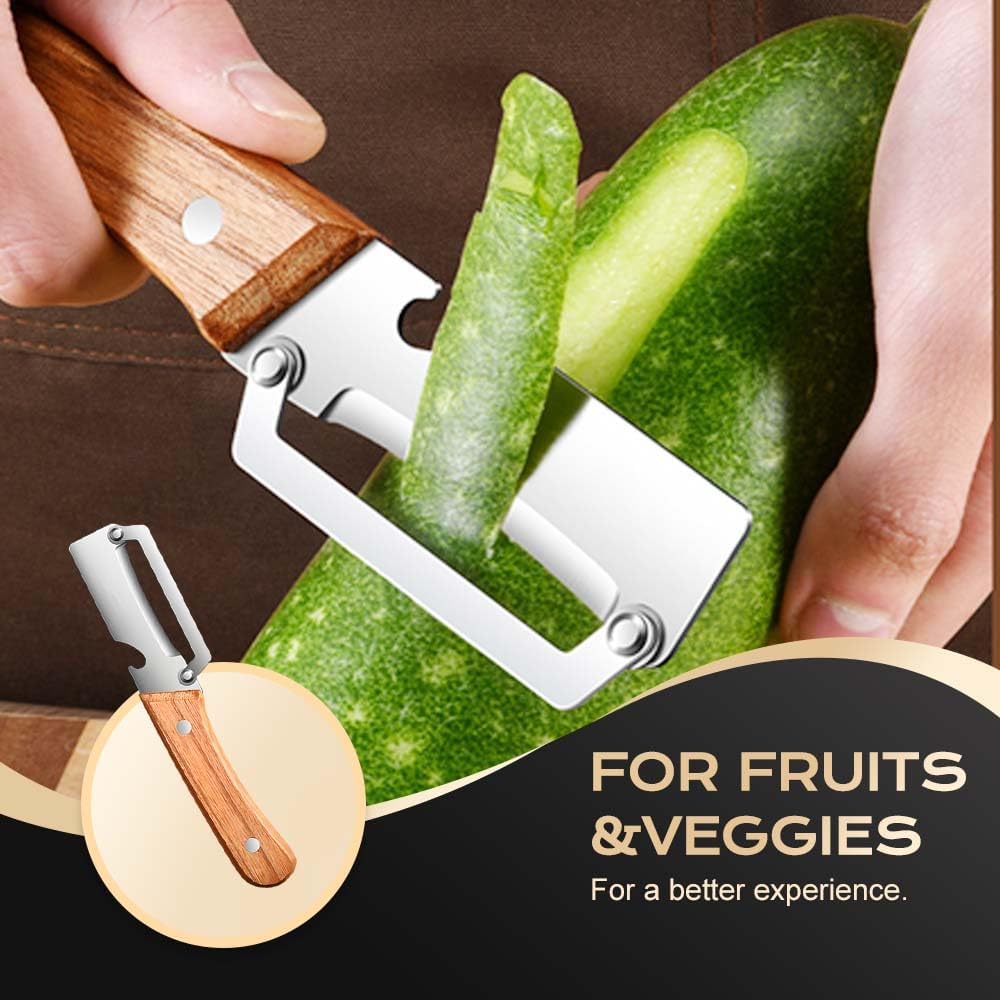 Multi-Functional Vegetable Peeler For The Kitchen, Stainless Steel Peeler With Wooden Handle And Bottle Opener, Kitchen Tool For Vegetables Or Fruits That Need To Be Peeled (1PCS)