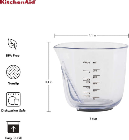 KitchenAid KQ298OSOBA Gourmet Set of 3 Measuring Jugs, Onyx
