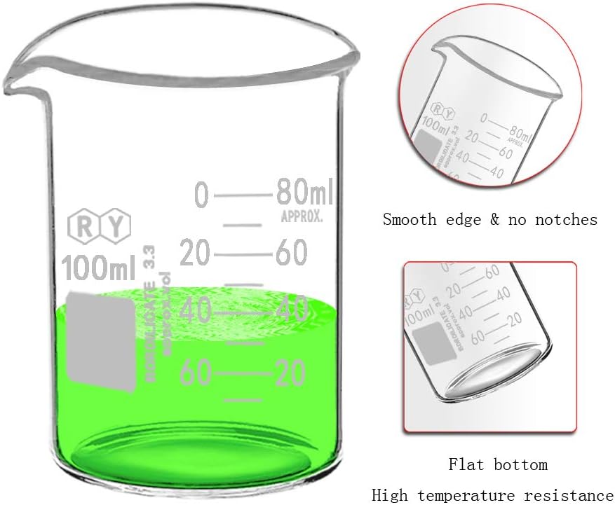 Graduated Glass Measuring Low Form Beaker Set (50ml+100ml+250ml)