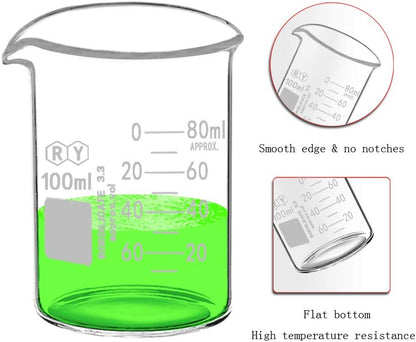 Graduated Glass Measuring Low Form Beaker Set (50ml+100ml+250ml)