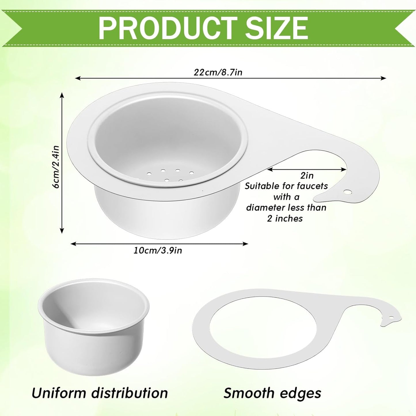 Teenyyou 2 Pcs Stainless Steel Sink Strainer Basket 15 Oz Multifunction Hanging Sink Colander Drain Basket Faucet Upgrade Quick Draining Kitchen Tool for Fruit Vegetable, 8.7 x 3.9 x 2.3 Inch