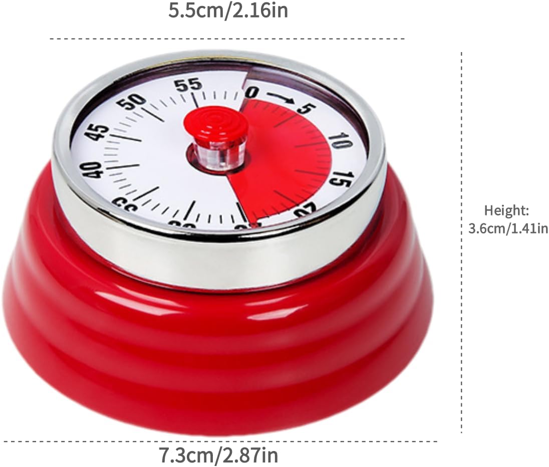 Kitchen Timer, Magnetic Visual Countdown Timer with Loud 72dB Alarm Mechanical Analog Dial for Cooking Baking Home Gym Office