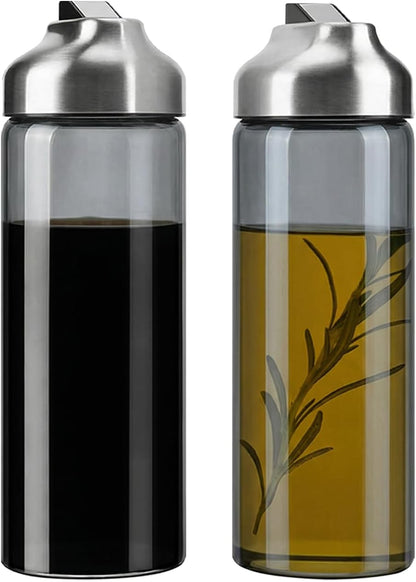 Aelga Olive Oil Dispenser - 14 OZ Glass Oil and Vinegar Dispenser Bottles Set for Kitchen No Drip-Set of 2