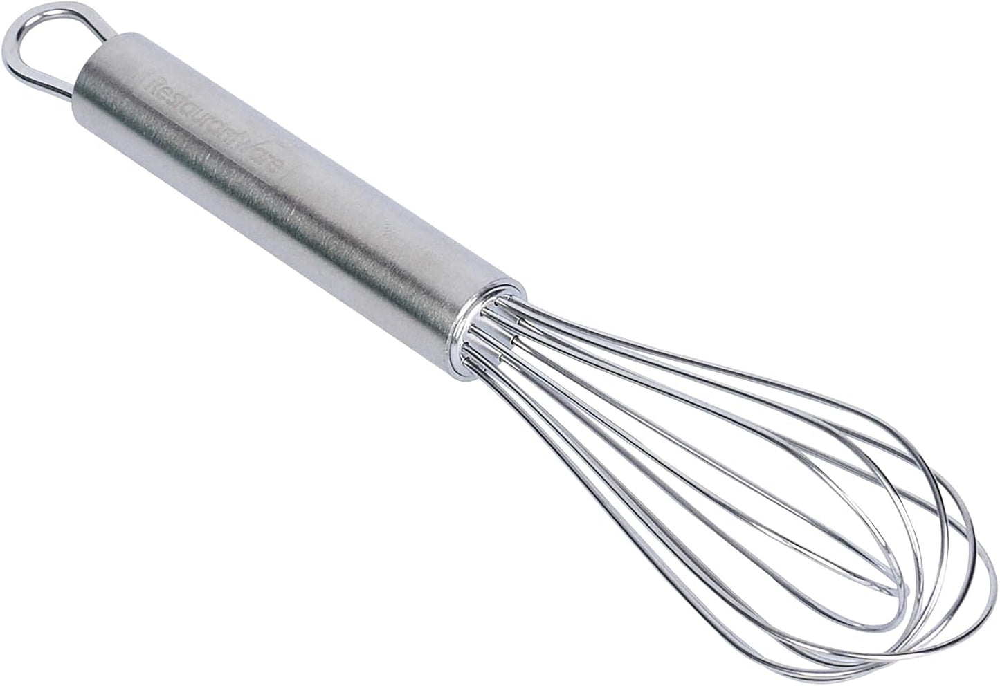 Restaurantware 10.5 in Stainless Steel Ball Whisk - German Standard Egg Beater with Ergonomic Handle, Dishwasher Safe - Manual Mixer Cooking Whisk for Baking, Stirring, Sauces, Beating