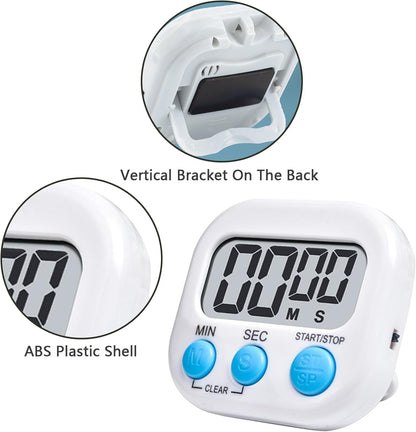 Small Digital Timer for Kitchen Cooking Baking Sports Office Meeting Multi-Function Count Up Countdown Magnetic Backing and ON/Off Switch Desk Electronic Timer (Black)