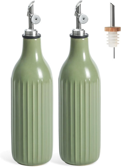 FE FUN ELEMENTS Olive Oil Dispenser Bottle, 19 oz Oil Dispenser for Kitchen and Vinegar Dispenser Bottle, Suitable for Vinegar, Coffee Syrups & Other Liquids, Off White