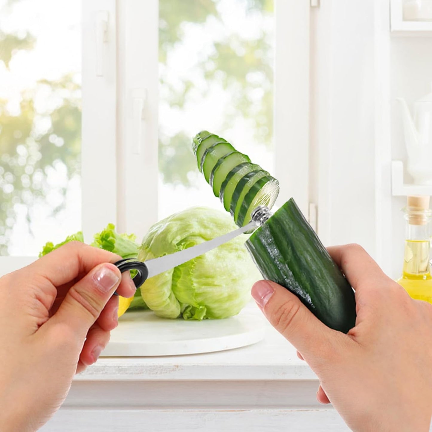 Potato Spiral Cutter Stainless Steel Vegetable Spiralizer Spiral Cutter for Veggies Cucumbers Carrots Potatoes Fruits - Compact and Easy to Use Kitchen Tools