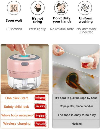 Electric Mini Garlic Chopper, 100ML Food Chopper Garlic Mincer USB, Portable Small Food Processor for Vegetables